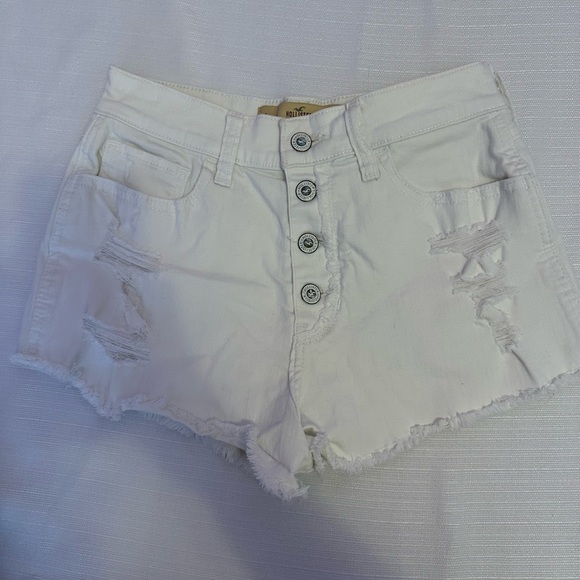 Hollister Pants - Hollister Women's White Distressed Shorts, size 1/25